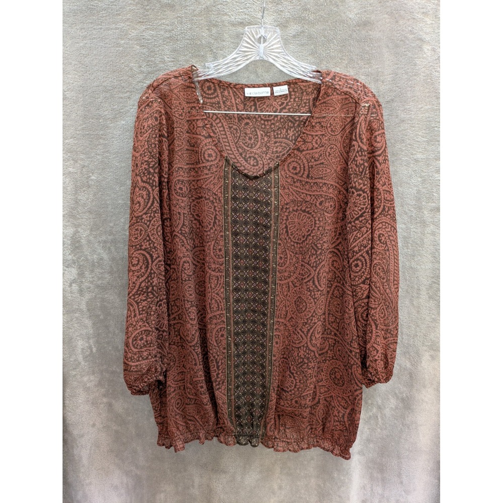 Bohemian‎ Blouse Women's Large Sheer Casual
